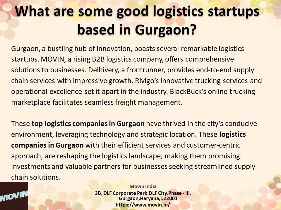 What are some good logistics startups based in Gurgaon?
