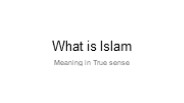 Islam and its meaning