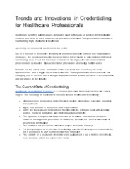 Trends and Innovations in Credentialing for Healthcare Professionals