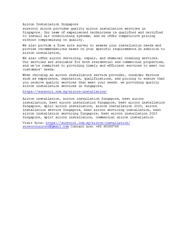 Aircon Installation Singapore