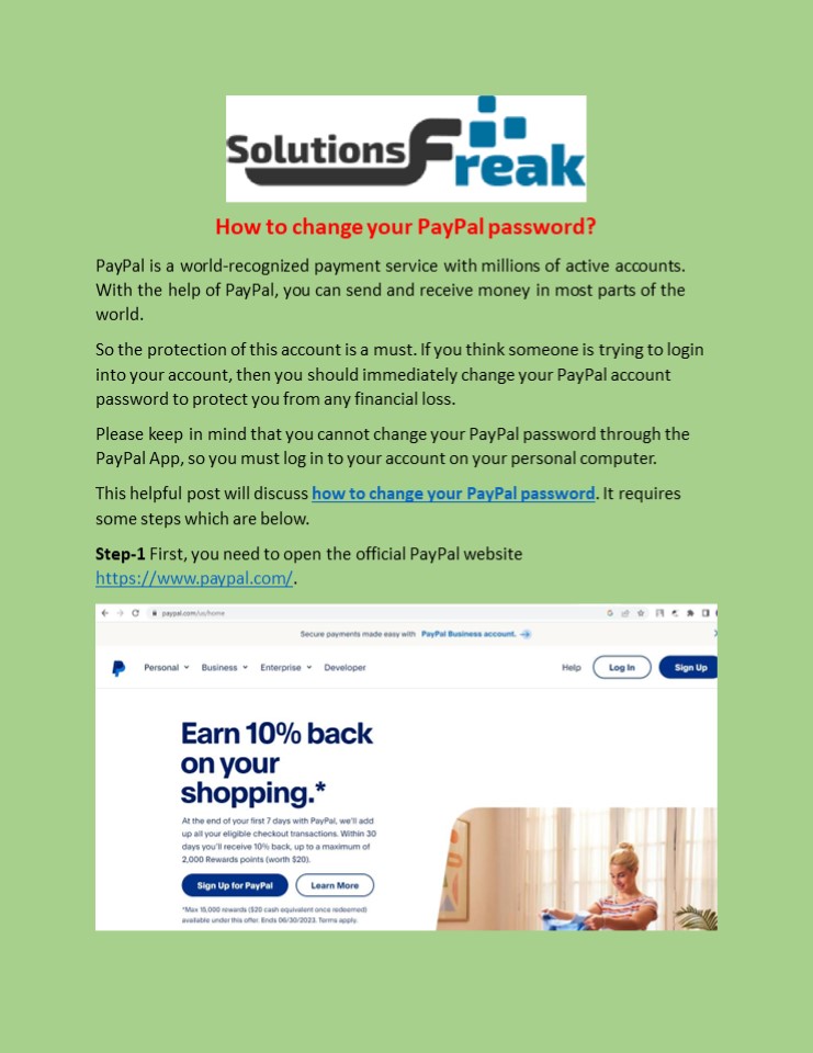 How to change your PayPal password