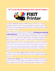 HP Printer Not Connecting to Wi-Fi Internet Problem.
