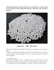 Global Polyphenylene Sulfide (PPS) Market Is Estimated To Witness High Growth Owing to Rising Demand from Automotive Industry