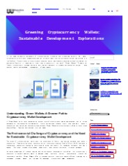 Greening Cryptocurrency Wallets: Sustainable Development Explorations
