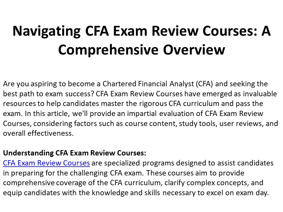CFA Exam Review Courses