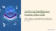 Artificial Intelligence Course After 12th