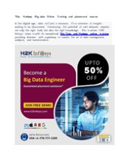 Hadoop Big data Online Training and placement course