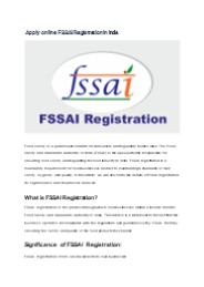 Apply online FSSAI Registration in India