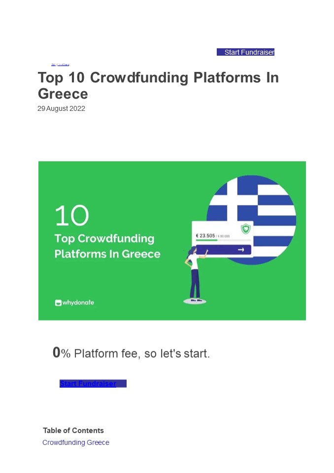 Top 10 Crowdfunding Platforms In Greece