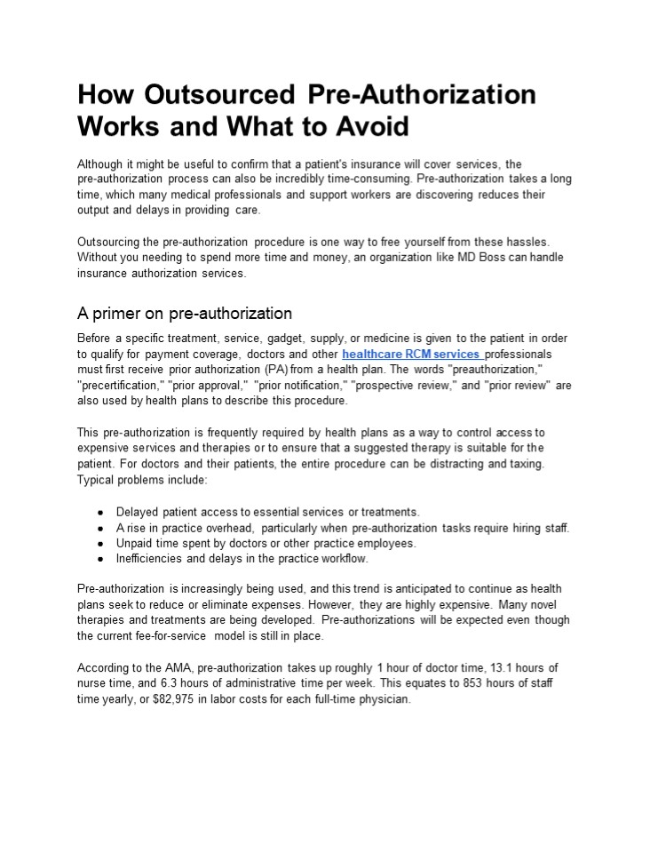 How Outsourced Pre-Authorization Works and What to Avoid