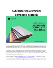 ACM Refers to Aluminum Composite Material