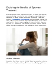 Exploring the Benefits of Spravato Treatment