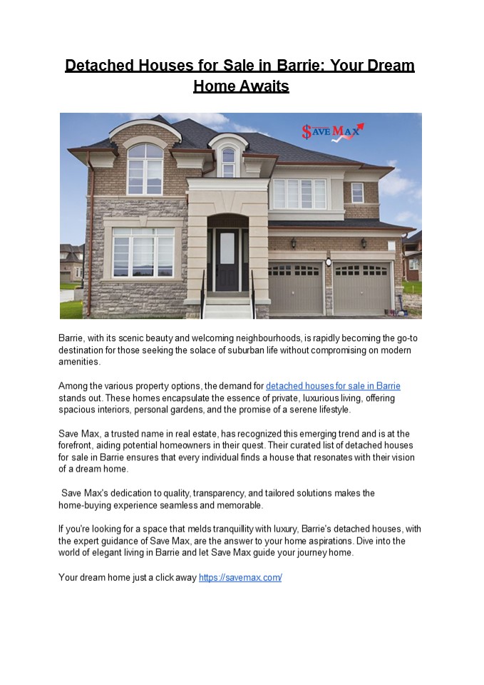 Detached Houses for Sale in Barrie: Your Dream Home Awaits