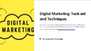 DIGITAL MARKETING TOOLS & TECHNIQUES