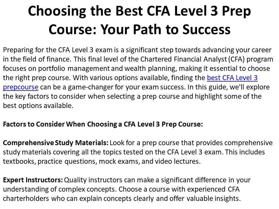 Best CFA Level 3 Prep Course