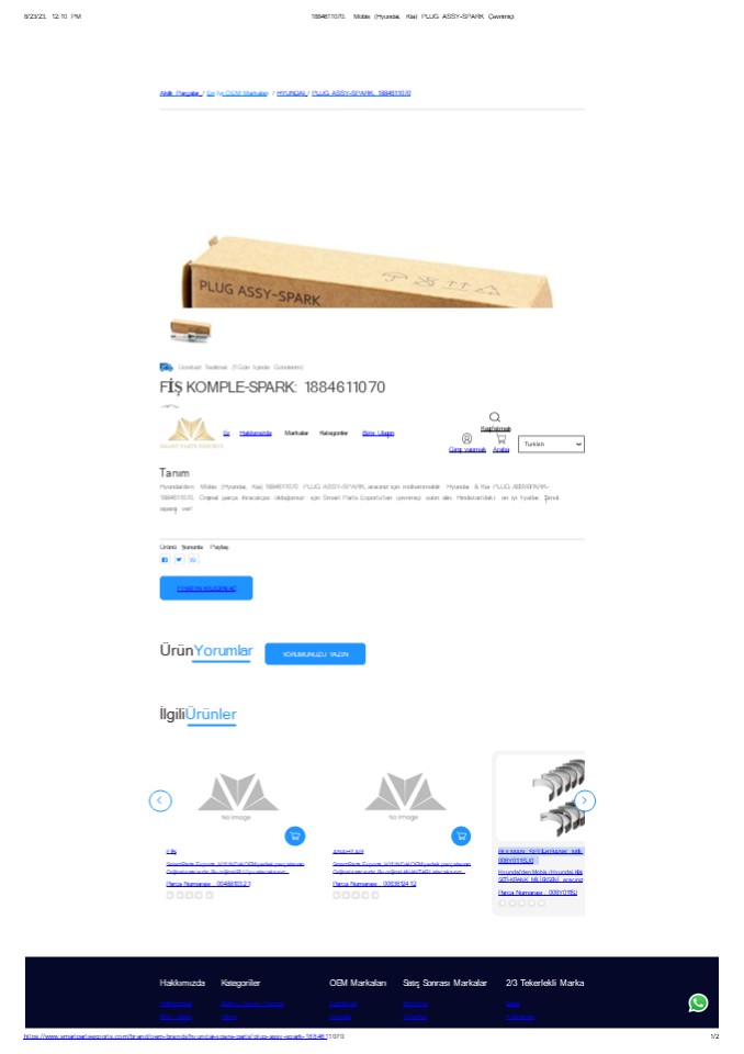 1884611070 Hyundai Bujileri: Hindistan'dan ihracatçı