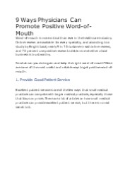 9 Ways Physicians Can Promote Positive Word-of-Mouth