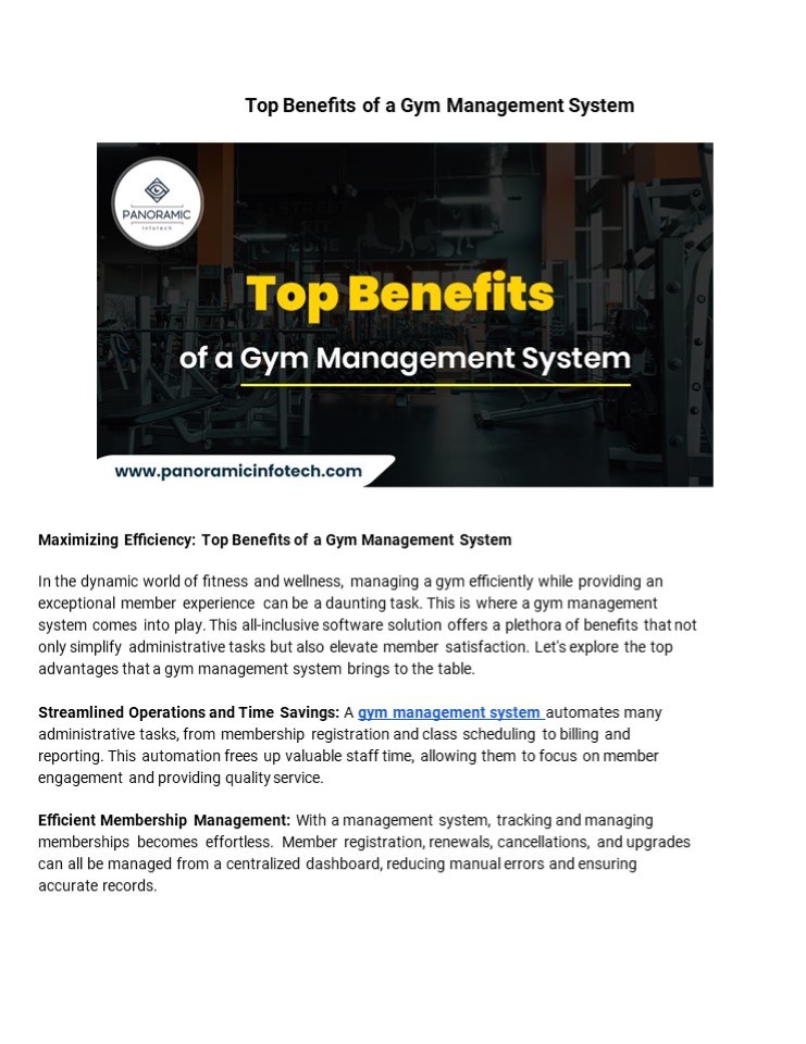 Gym Management Software | Panoramic Infotech
