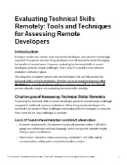 Evaluating Technical Skills Remotely: Tools and Techniques for Assessing Remote Developers