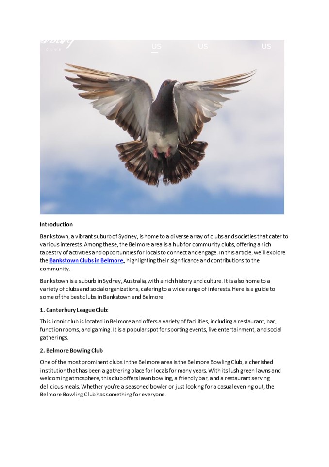 Belmore's Pigeon Racing Society: A Unique Club Experience