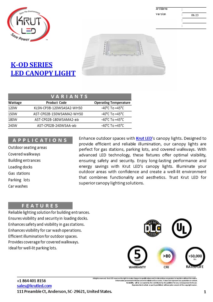 Canopy Light DS - KrutLED Wholeslaler