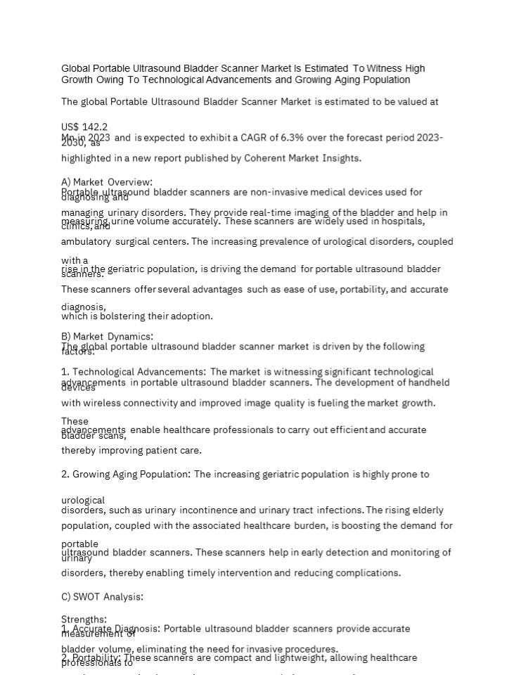 Portable Ultrasound Bladder Scanner Market