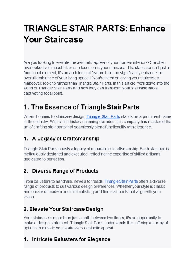TRIANGLE STAIR PARTS: Enhance Your Staircase