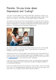 Parents, Do you know about Depression and Cutting?