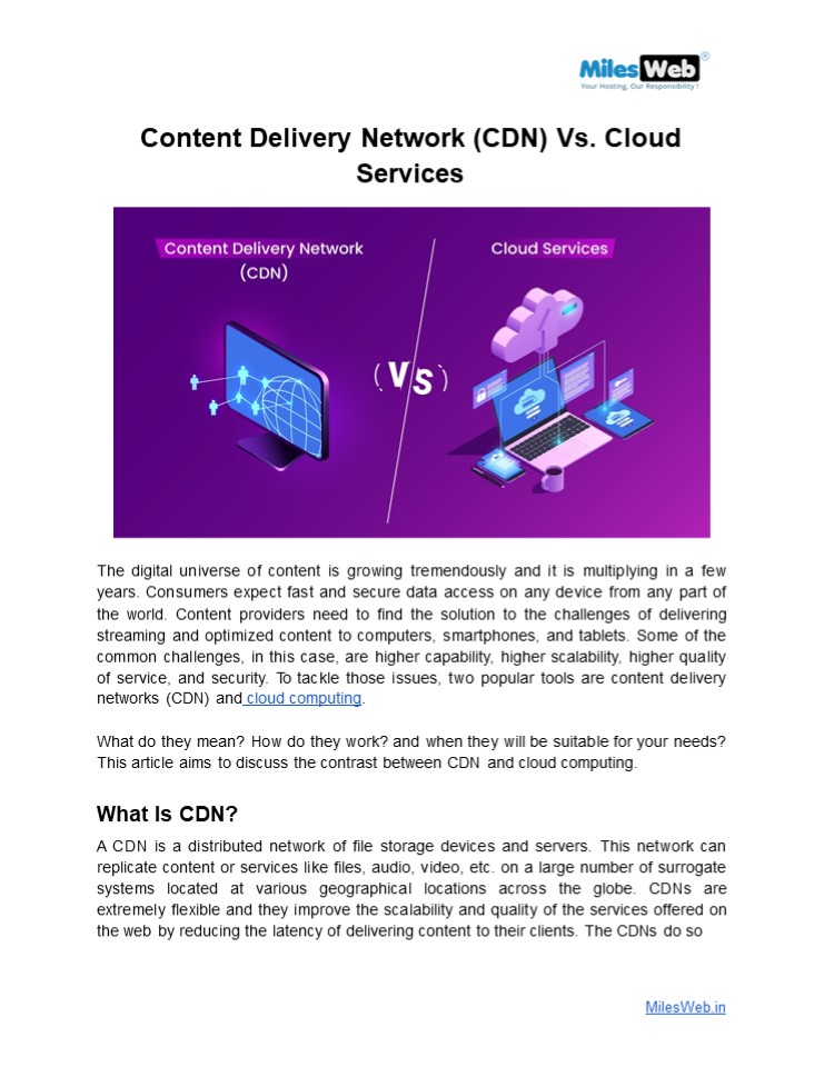 Content Delivery Network (CDN) Vs. Cloud Services
