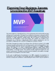 Planning Your Business Success: Unveiling the MVP Roadmap