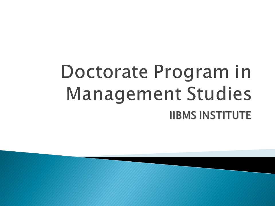 Doctorate Program in Management Studies