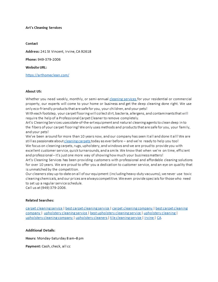 Art's Cleaning Services