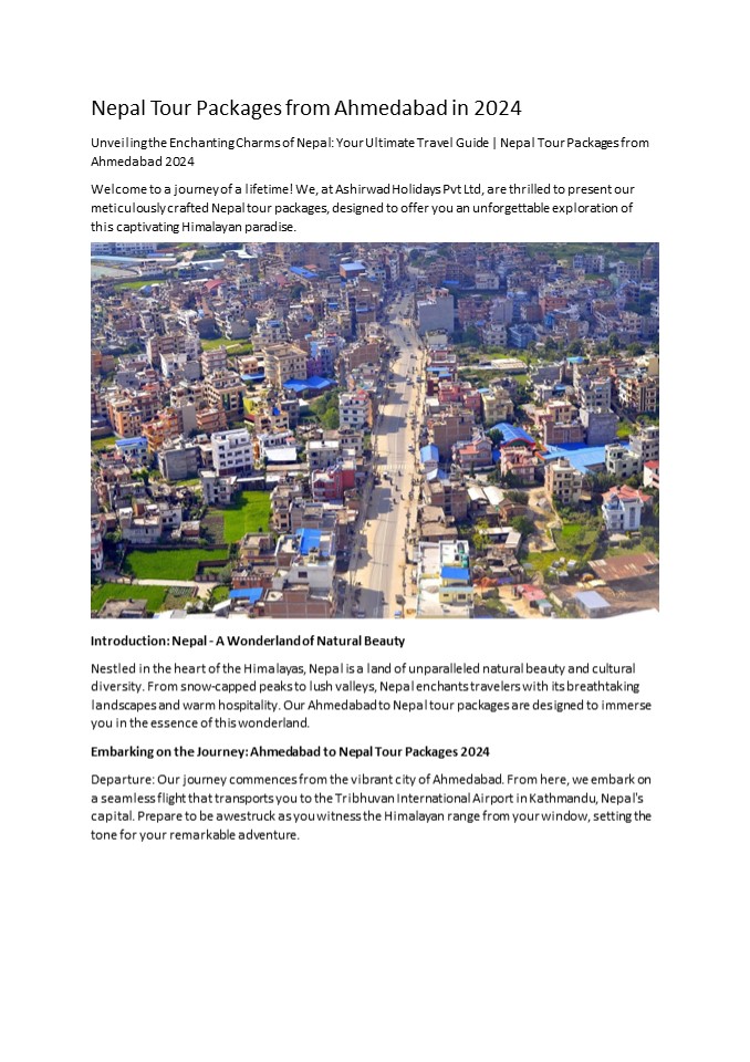 Nepal Tour Packages from Ahmedabad in 2024