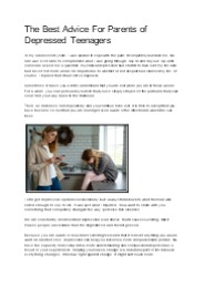 The Best Advice For Parents of Depressed Teenagers