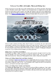 Enhance Your Ride with Quality Motorcycle Riding Gear