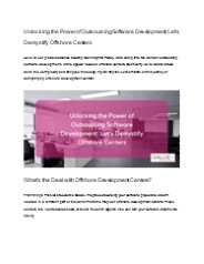 Outsourcing Software Development: Offshore Centers Demystified