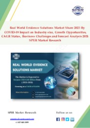 Real World Evidence Solutions Market Share 2023 By COVID-19 Impact on Industry size, Growth Opportunities, CAGR Status, Business Challenges and Forecast Analysis 2033: SPER Market Research