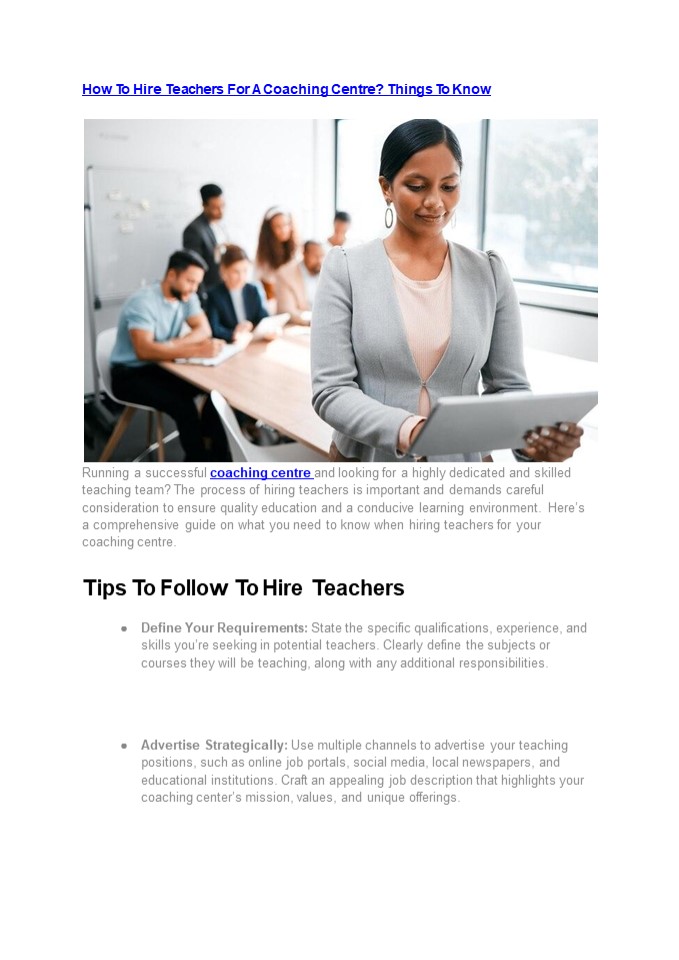 Coaching Centre- How To Hire Teachers For It
