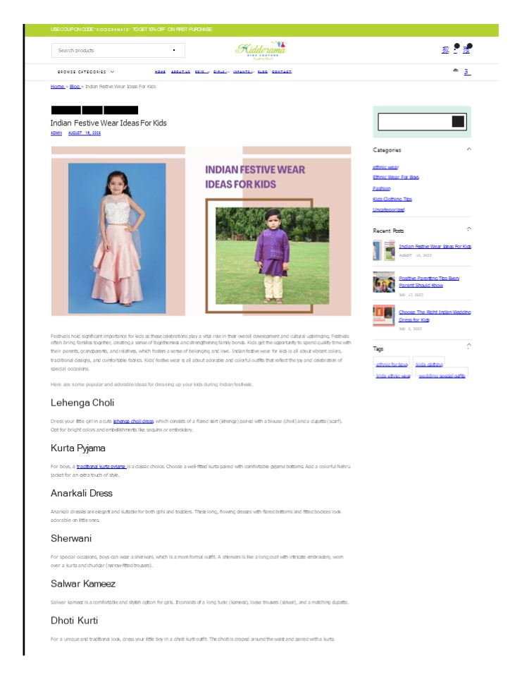 Indian Festive Wear Ideas For Kids