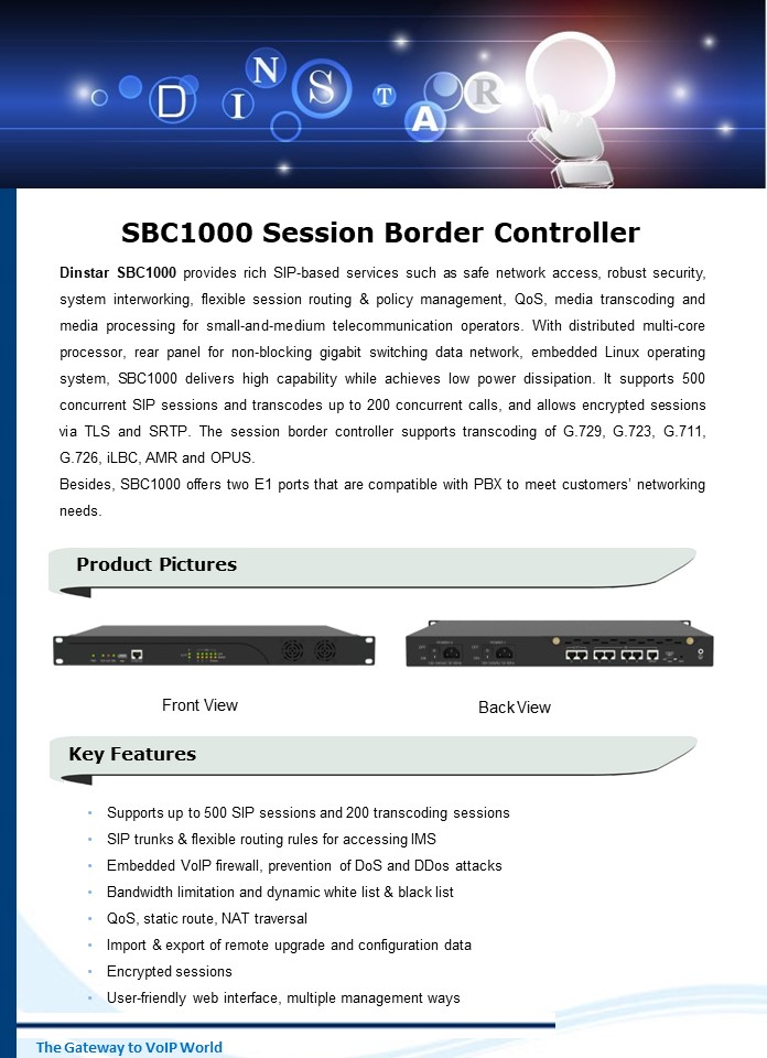 DinstarIndia Session Border Controller 1000