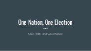 ONE NATION ONE ELECTION