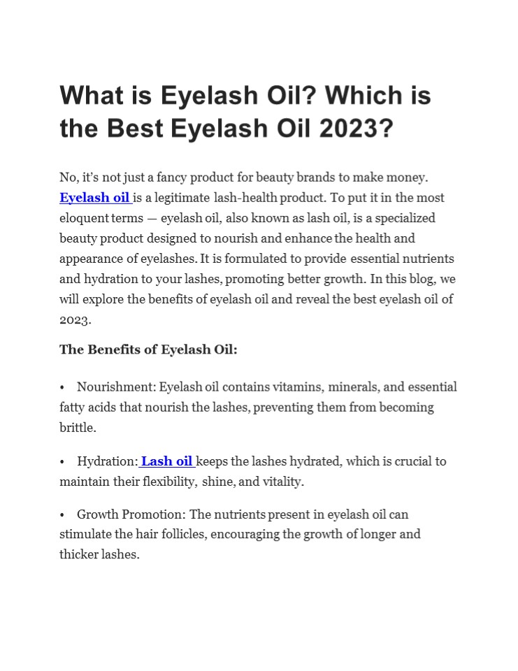 What is Eyelash Oil