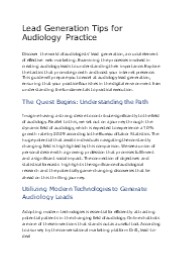 Lead Generation Tips for Audiology Practice