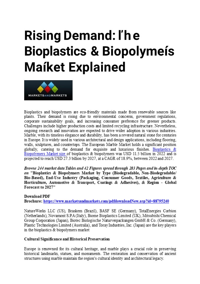 Global Biopolymers Industry: Growth and Opportunities