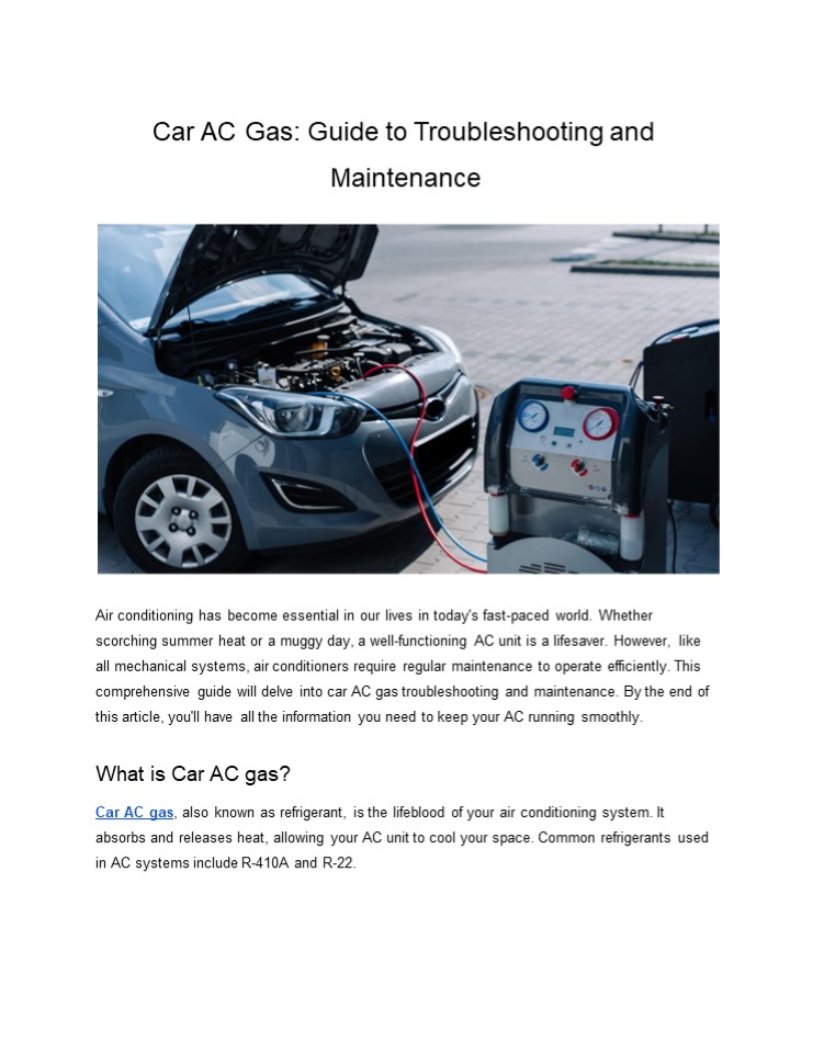 Car AC Gas: Guide to Troubleshooting and Maintenance