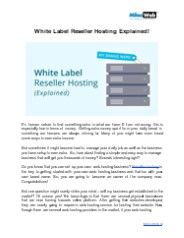 White Label Reseller Hosting Explained