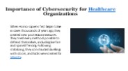 Importance of Cybersecurity for Healthcare Organizations