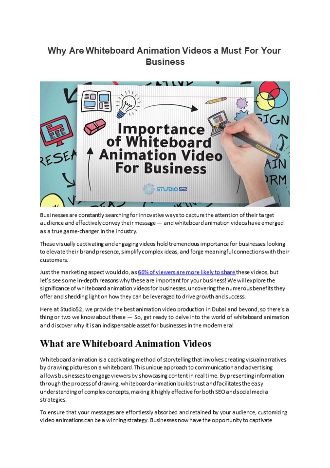 Why Are Whiteboard Animation Videos A Must For Your Business