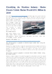 Electrifying the Maritime Industry Marine Electric Vehicle Market Worth $29.1 Billion by 2030