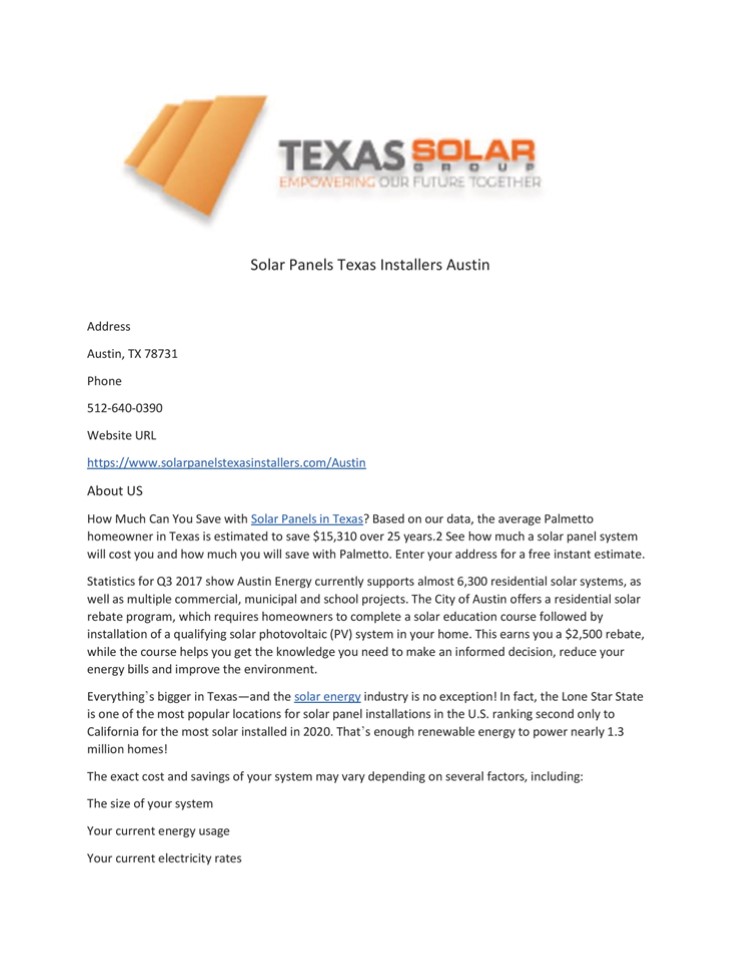 Solar Panels Texas Installers Austin